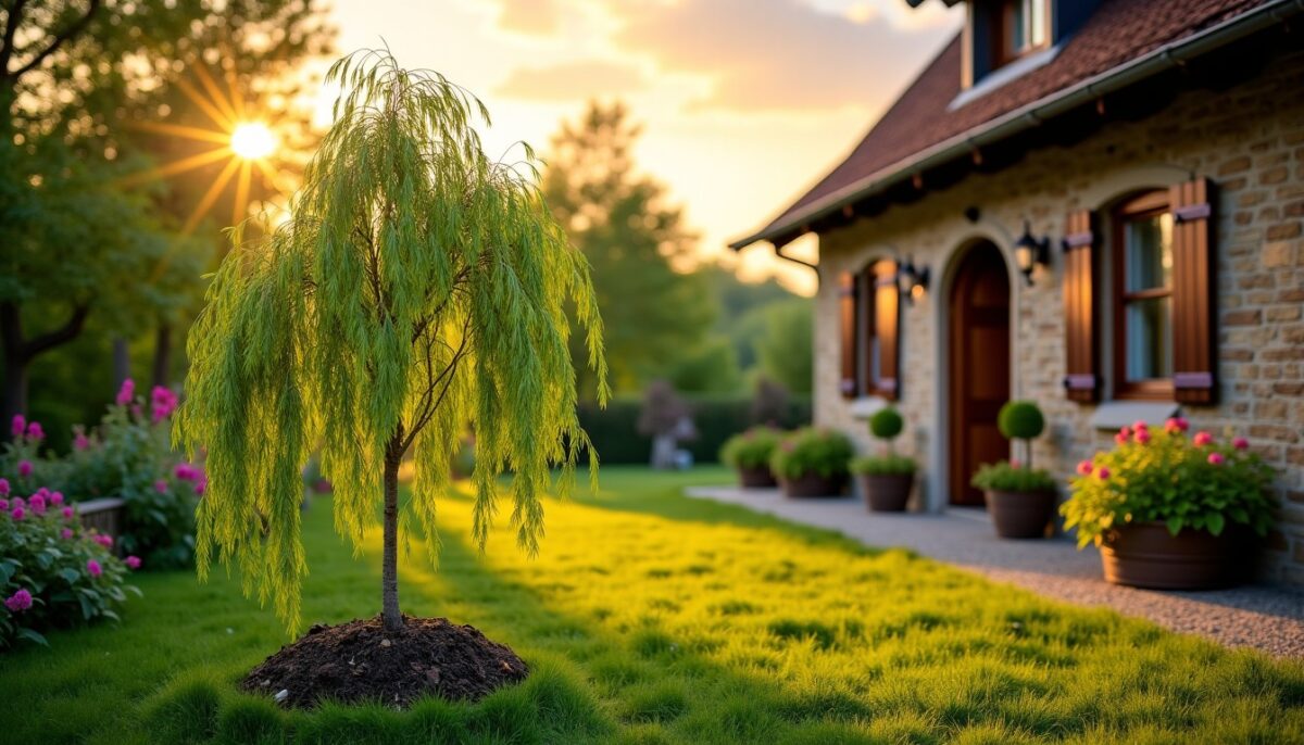 Saule crevette : quelle distance idéale respecter pour planter près de la maison ?