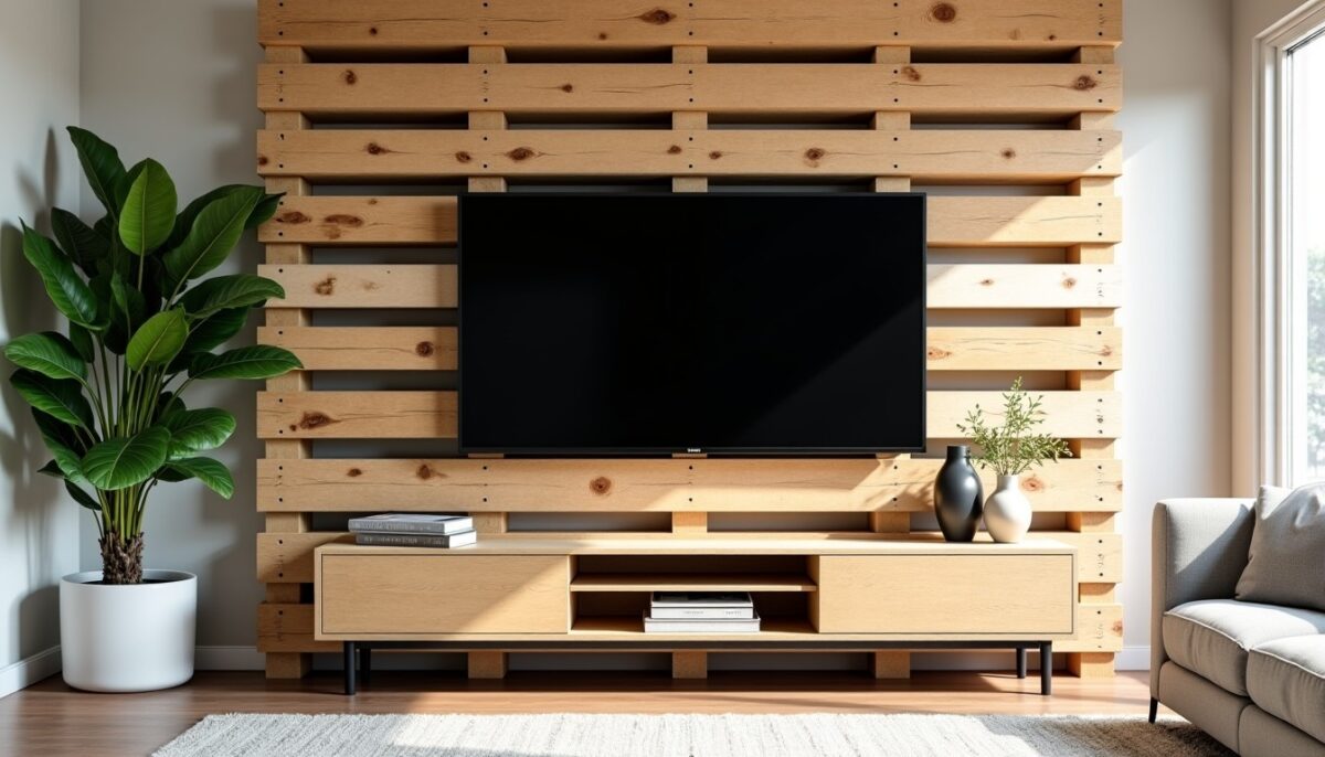 Transformer un Mur avec des Palettes : Le Guide Essentiel pour un Support TV Design et Naturel